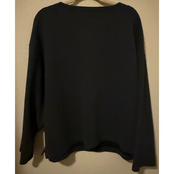 A New Day Women’s XXL Navy Blue Textured Ribbed Long Sleeve Pullover Top - Picture 4 of 5